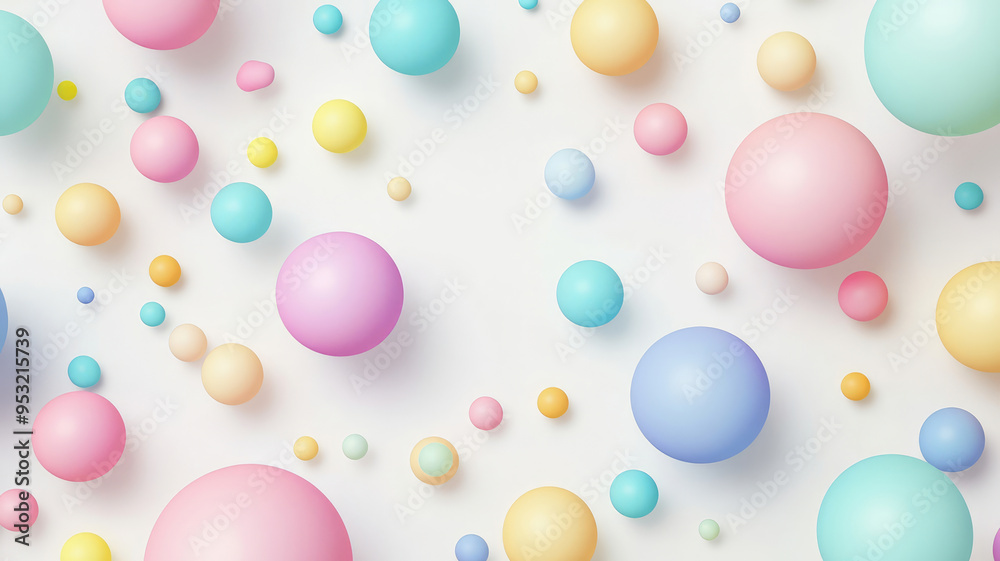 balls in pastel colors on a white background, 3d background with colorful balls, colorful circles and dots, detailed and intricate image