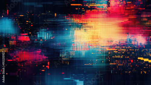 abstract glitch effect digital art background, high quality photo