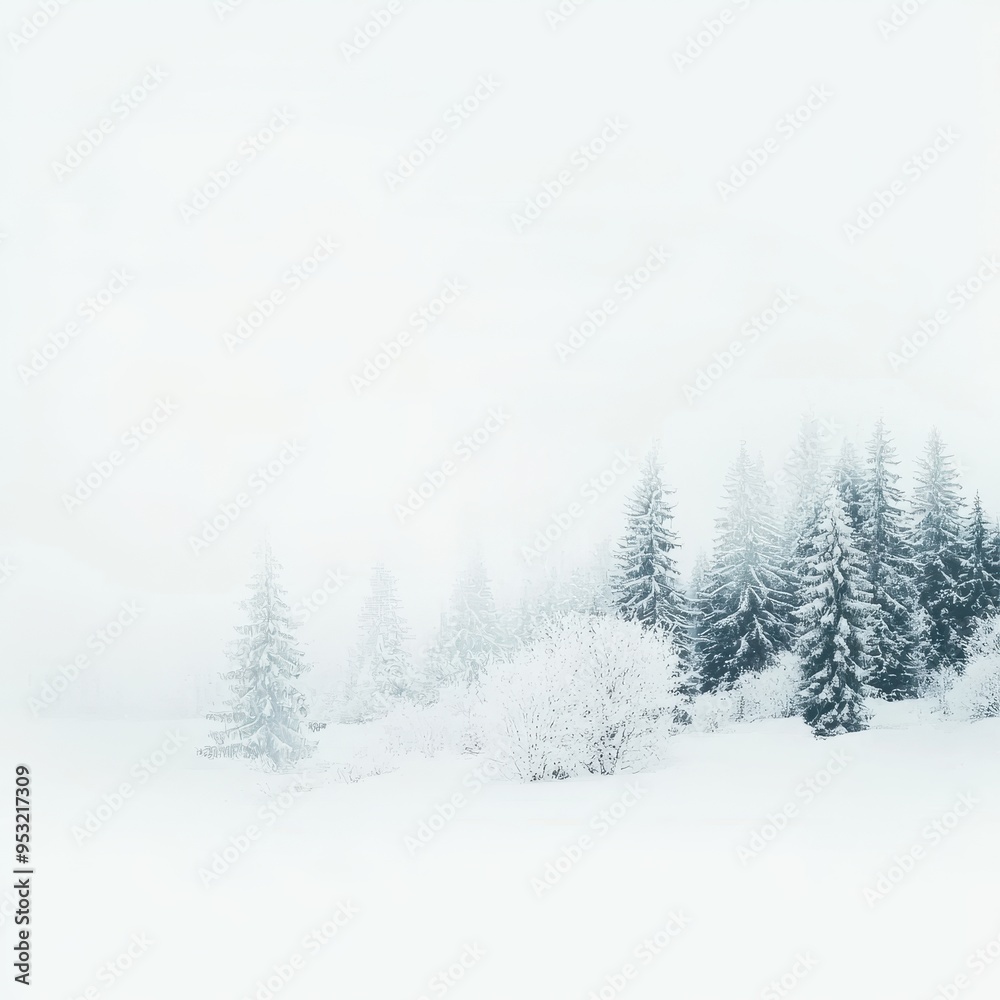 Winter Wonderland Snow Covered Trees and Foggy Forest Winter Wonderland Snow Covered Trees and Foggy Forest