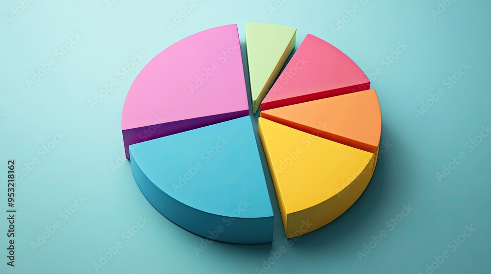 Obraz premium A pie chart with bold colors and labels, perfect for illustrating data distribution