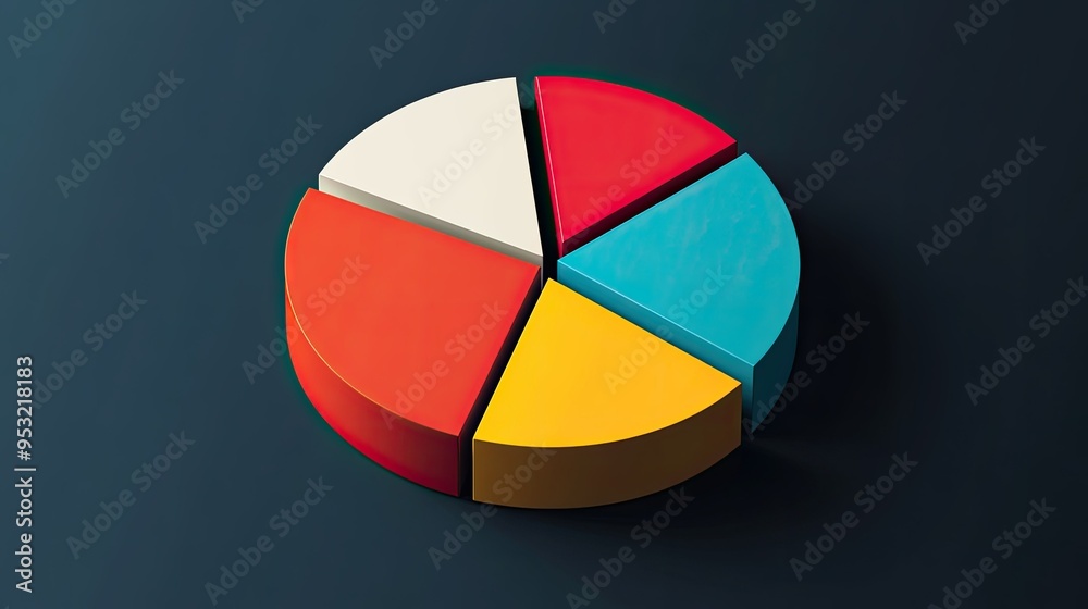 Fototapeta premium A pie chart with bold colors and labels, perfect for illustrating data distribution