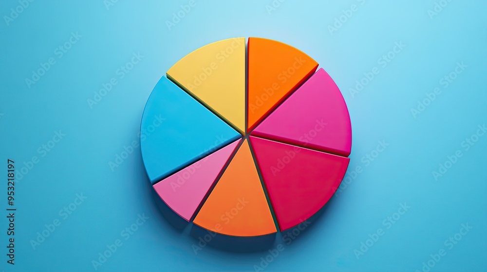 A pie chart with bold colors and labels, perfect for illustrating data distribution A pie chart with bold colors and labels, perfect for illustrating data distribution
