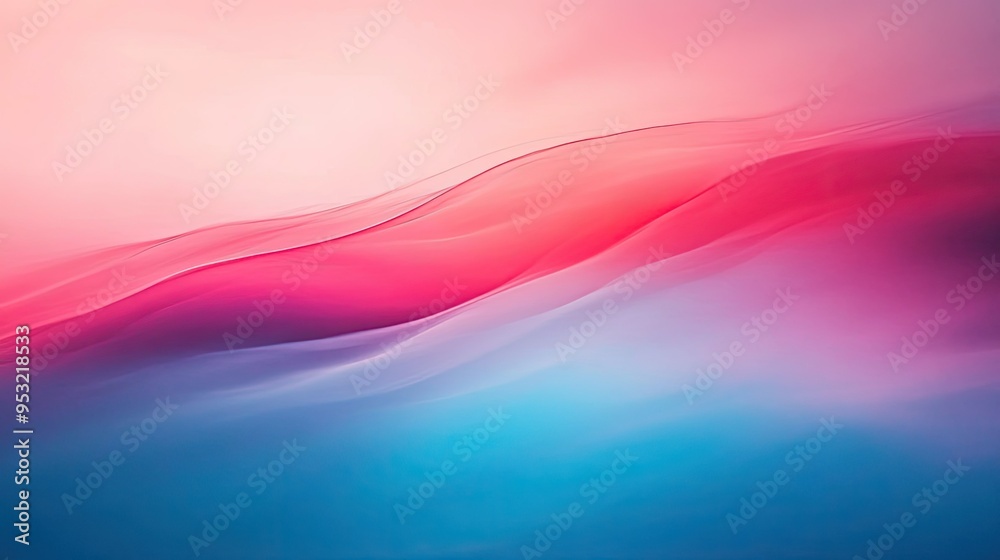 Obraz premium A smooth, colorful gradient transitioning from warm reds to cool blues, creating a serene abstract background
