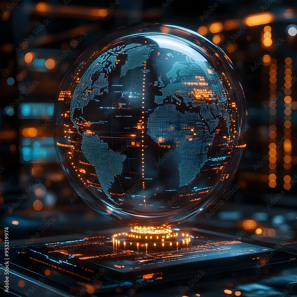 Fototapeta premium Futuristic Globe in Tech Environment