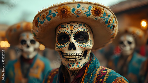 A man with a skull face pai...