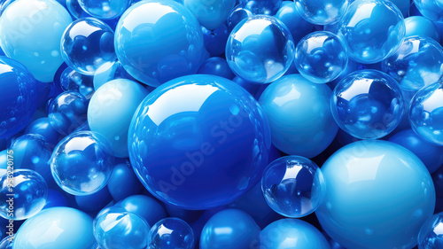 banner featuring a multitude of beautiful blue balloons, creating a serene and festive background, high definition photo