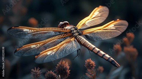 A metallic dragonfly with g...