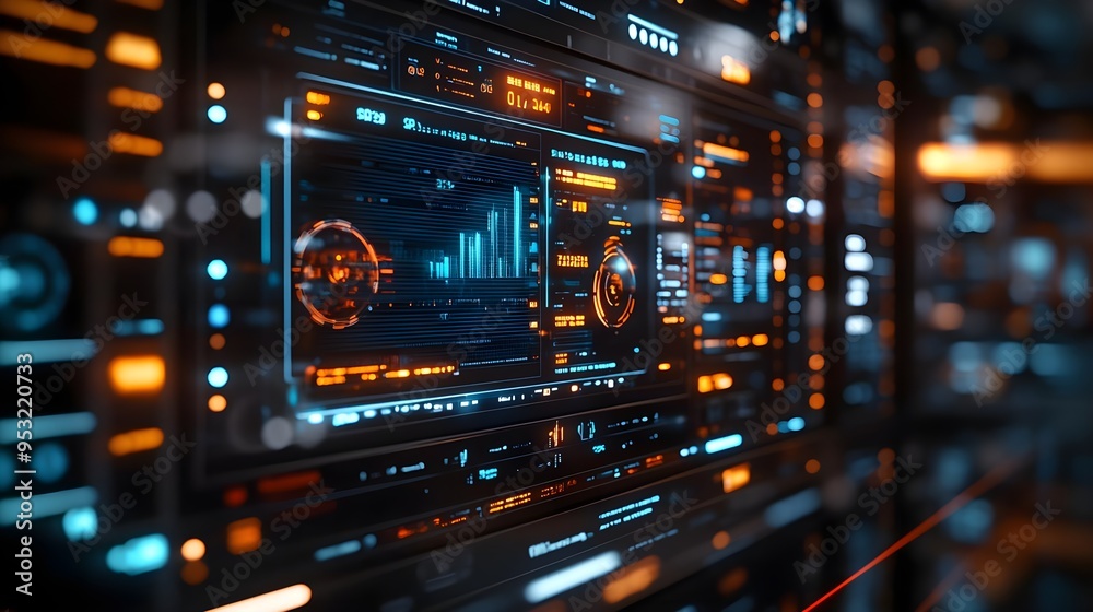 Futuristic Interface with Blue and Orange Lights Futuristic Interface with Blue and Orange Lights