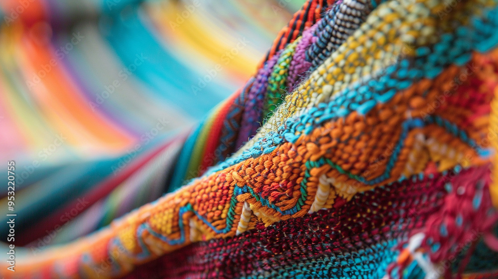 A close-up of the hammockâs fabric pattern, highlighting colorful designs and woven textures. A close-up of the hammockâs fabric pattern, highlighting colorful designs and woven textures.