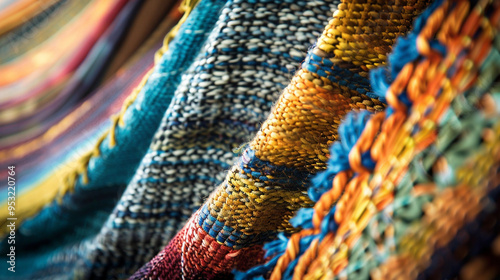 A close-up of the hammockâs fabric pattern, highlighting colorful designs and woven textures.