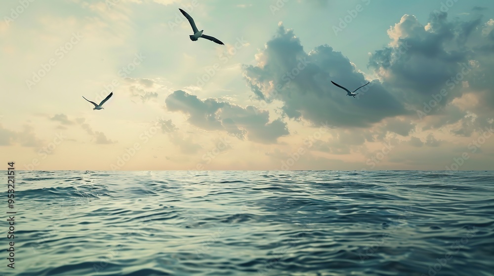 Fototapeta premium birds flying over the sky wallpaper