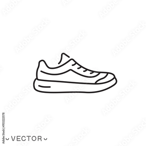 sneakers icon, sports shoes, thin line symbol isolated on white background, editable stroke eps 10 vector illustration