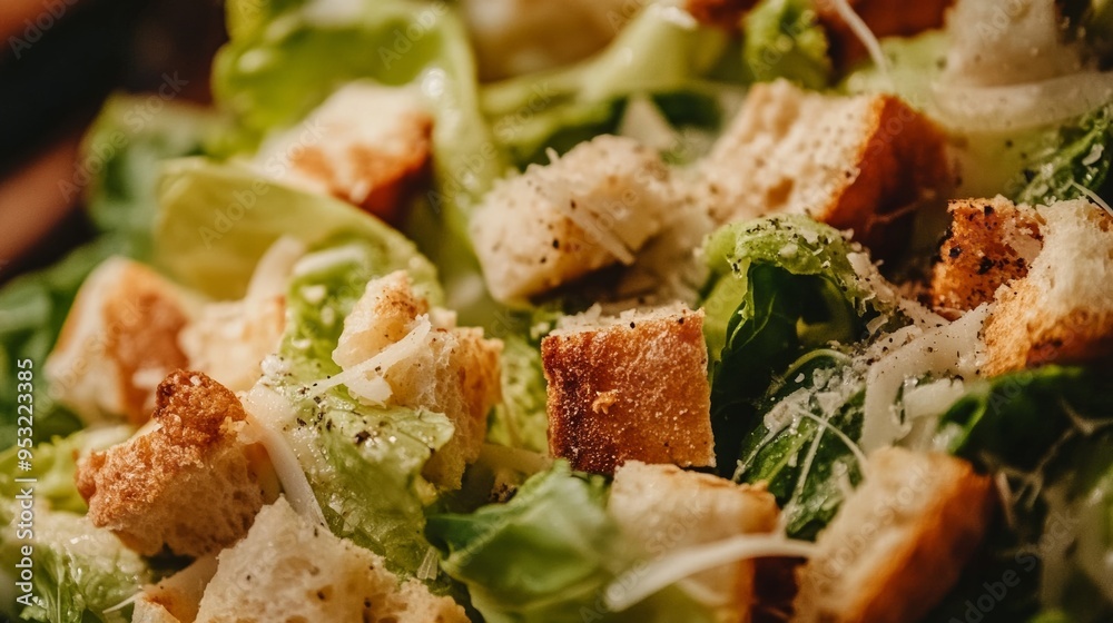 Magnified Caesar salad Magnified Caesar salad