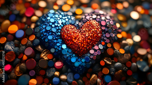 A red heart shaped jewel ma...