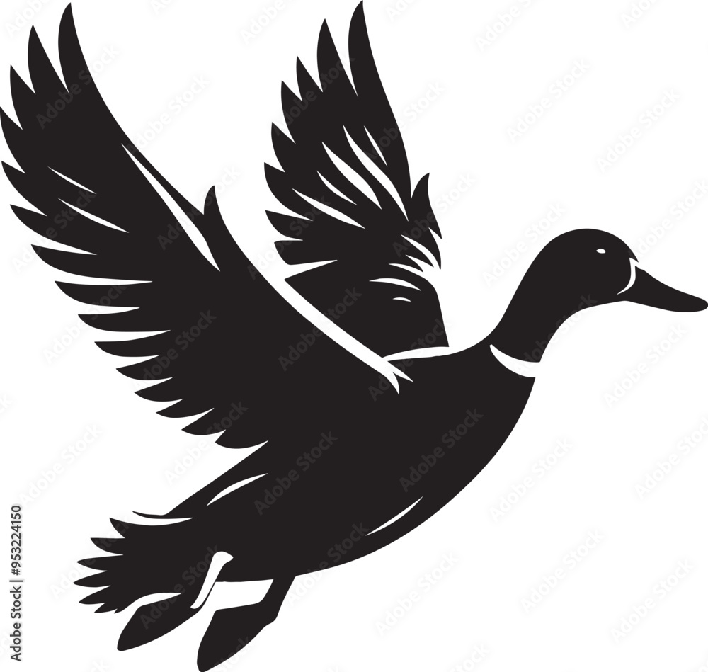 Obraz premium Duck Silhouette isolated on white background Minimalist duck vector illustration