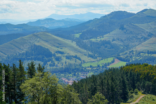 Landscapes in the way to Kolitza chapel on the top of a mountain in the Basque country Balmaseda Valmaseda Las Encartaciones  Spain photo