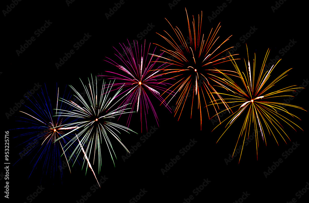 Vibrant Fireworks Display Against Night Sky Vibrant Fireworks Display Against Night Sky