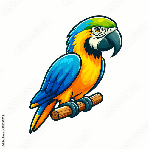 Macaws bird against white background 