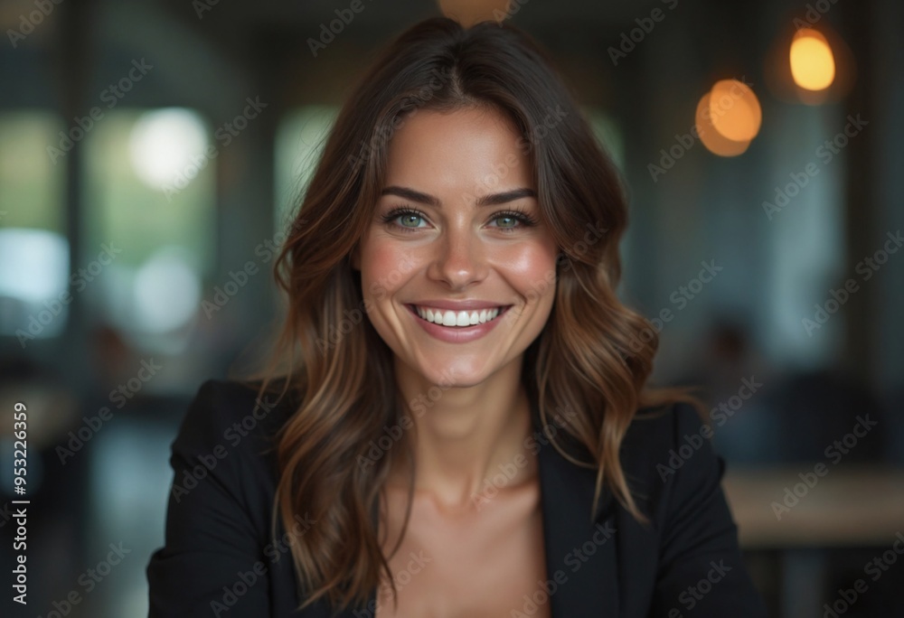 A stunning secretary smiling at you from her desk, beautiful, sexy, confident, playful, deep bokeh blur A stunning secretary smiling at you from her desk, beautiful, sexy, confident, playful, deep bokeh blur