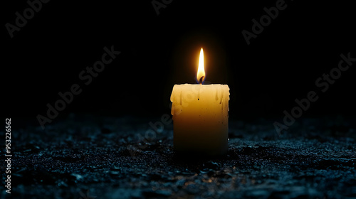 A single candle burns brigh...