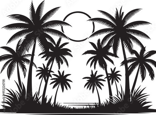 Palm trees silhouette