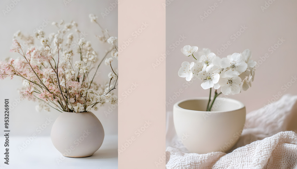 Fototapeta premium A solid color, like beige or soft pink, that provides a clean and unintrusive backdrop.