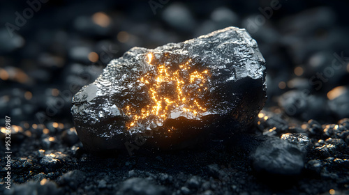 A single glowing coal with ...