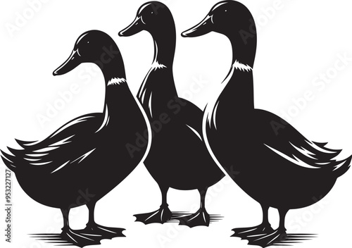 Duck Silhouette isolated on white background Minimalist duck vector illustration