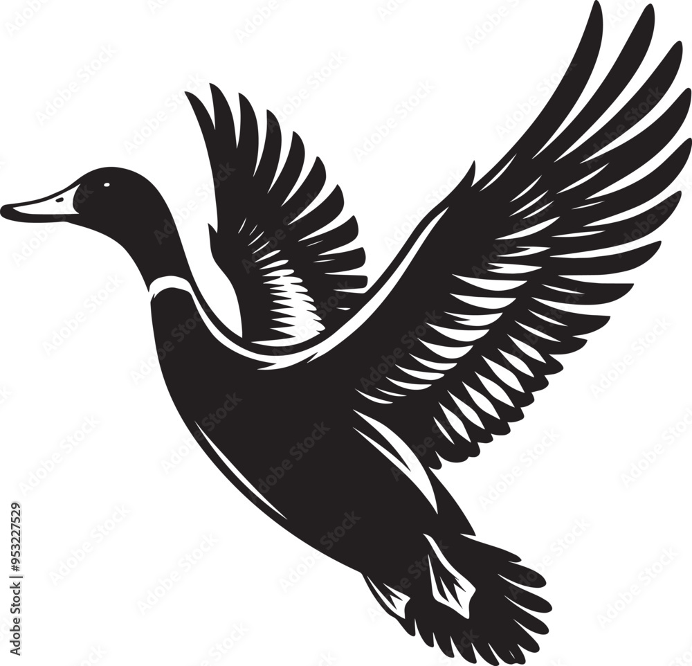 Obraz premium Duck Silhouette isolated on white background Minimalist duck vector illustration