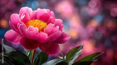 A single pink peony flower ...