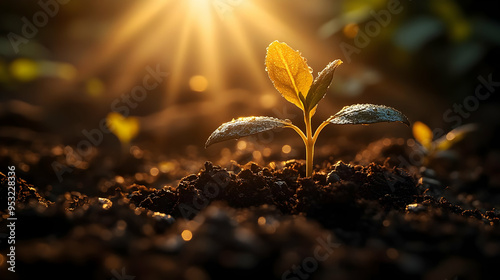 A single sprout emerges fro...