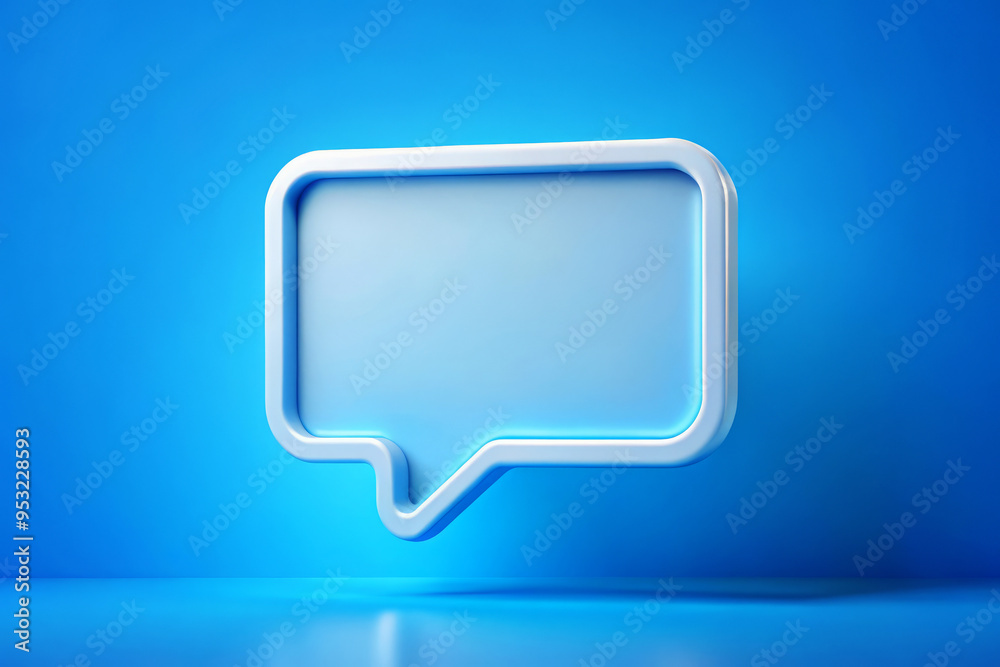 Fototapeta premium 3D White Speech Bubble On Blue Background.