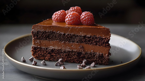A slice of rich chocolate c...