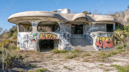 Derelict mushroom structure, San Diego's Blacks Beach