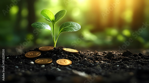 A small green sprout grows ...