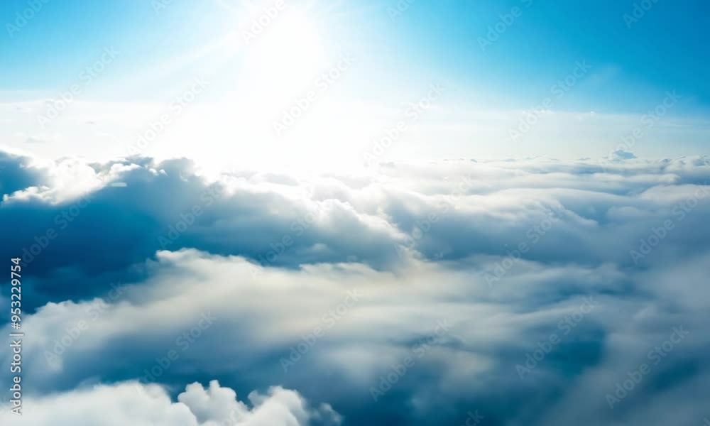 a scenery of sky full of clouds with bright sun on top. the shot moving forward gently and slowly. cloudy day. a scenery of sky full of clouds with bright sun on top. the shot moving forward gently and slowly. cloudy day.