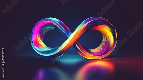 A vibrant infinity symbol with multicolored gradients, glowing in a futuristic abstract design.