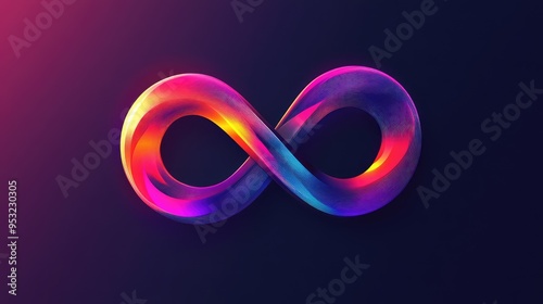 A vibrant infinity symbol with multicolored gradients, glowing in a futuristic abstract design.