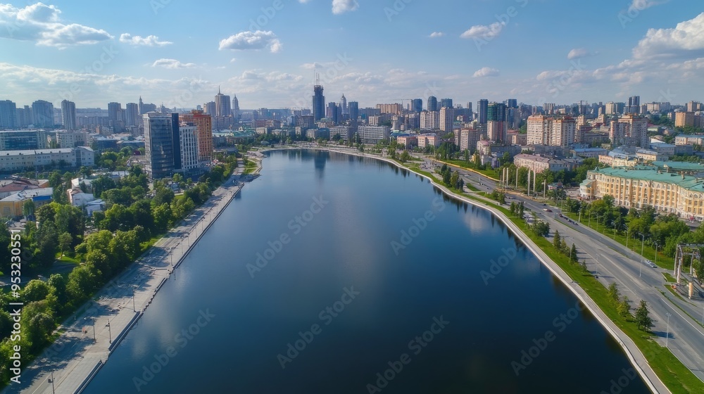 Fototapeta premium Yekaterinburg's downtown, Embankment & Plotinka