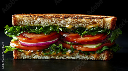 A toasted sandwich with let...