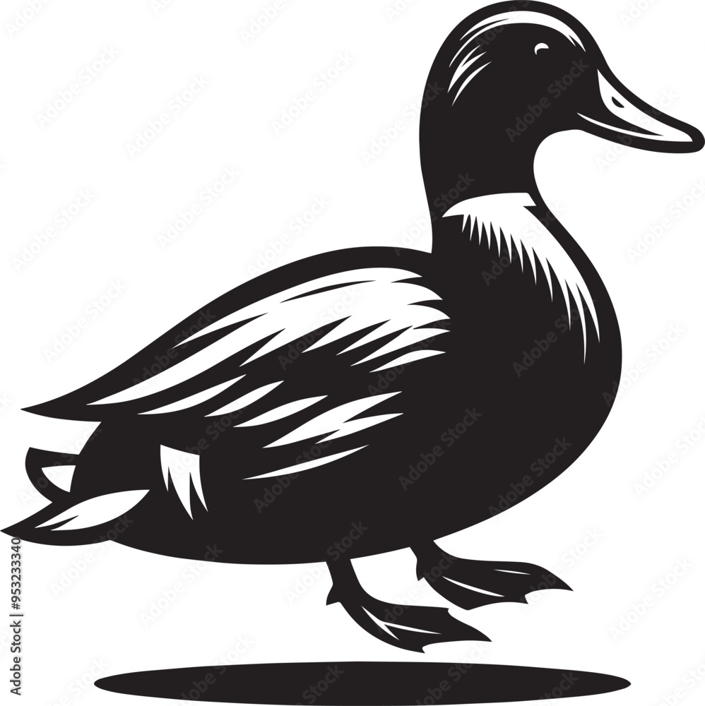 Fototapeta premium Duck Silhouette isolated on white background Minimalist duck vector illustration