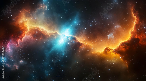 A vibrant nebula with brigh...