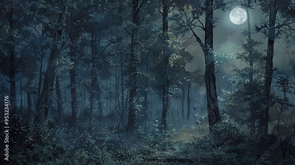 Fototapeta premium Dark forest wallpaper