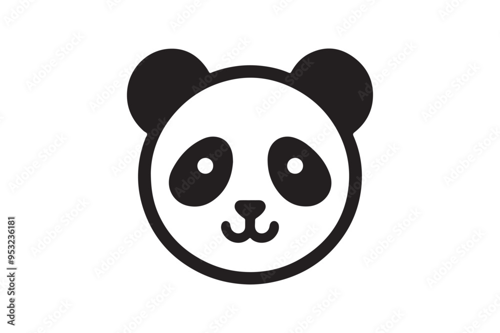 Panda face silhouette vector illustration Panda face silhouette vector illustration
