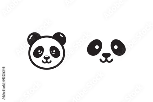 Panda face silhouette vector illustration photo