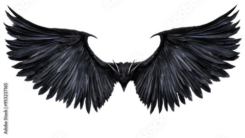 blackish demon or devil wings isolated on background, high definition photo