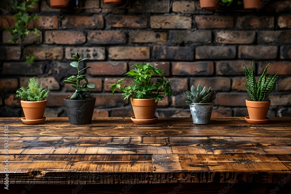 Rustic Indoor Gardening: Succulents and Greenery in Terracotta Pots on Wooden Table Rustic Indoor Gardening: Succulents and Greenery in Terracotta Pots on Wooden Table