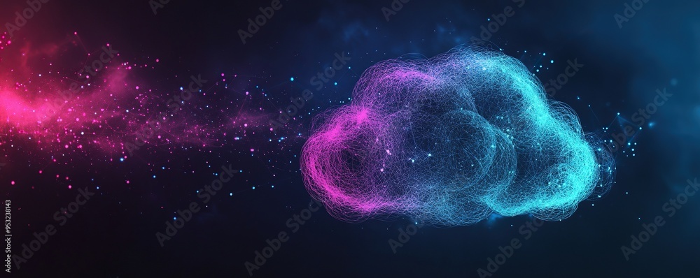 Abstract Cloud Formation with Glowing Lines and Dots Abstract Cloud Formation with Glowing Lines and Dots