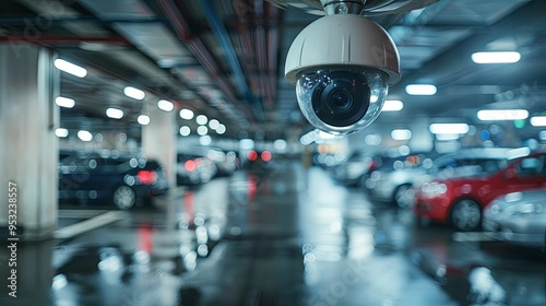 Wallpaper Mural Surveillance Camera in a Blurred Parking Garage Torontodigital.ca