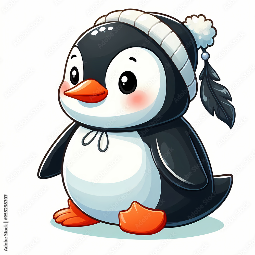 Fototapeta premium Penguin bird against white background 